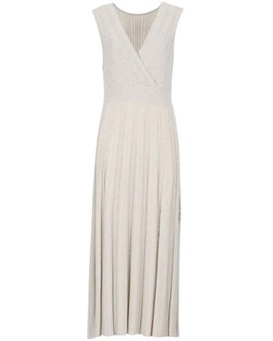 D.exterior Kleedjes ,V-Hals Geplooide Maxi Jurk - Wit