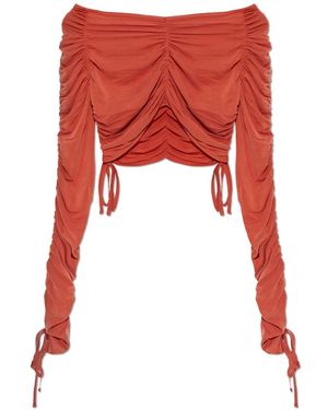 Balmain Gedrapeerde Cropped Top - Rood