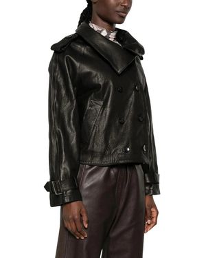 Giorgio Brato Jassen ,Zwart ,Leer Gd 27F01102Mga Leren Jas
