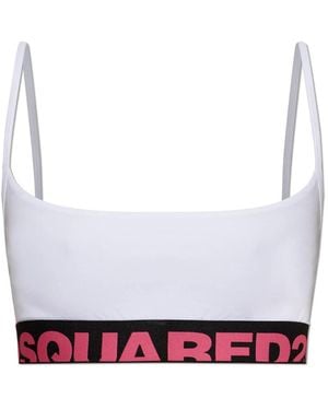 DSquared² Tops ,Wit ,Katoen Logo Sport Bh