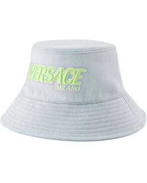 Versace Logo Denim Bucket Hat - Blau