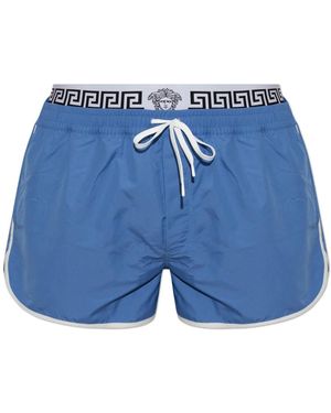 Versace Badmode ,Blauw ,Katoen Zwemshorts Met Dubbele Tailleband