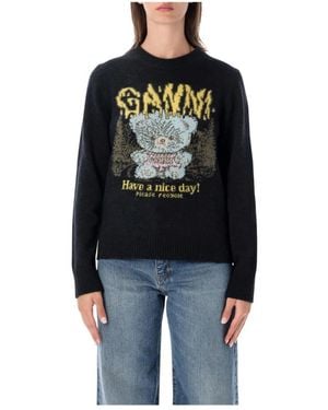 Ganni Round-Neck Knitwear - Noir