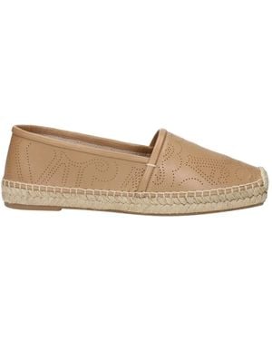 Max Mara Bruine Leren Espadrilles Met Logo - Naturel