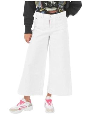 DSquared² Jeans ,Wit ,Denim Cropped Wijde Jeans