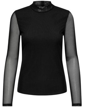 ONLY Tops ,Zwart ,Polyester Mesh Life Lange Mouw Top