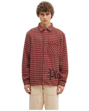 Pleasures Overhemden ,Rood ,Wol Cross Werkshirt