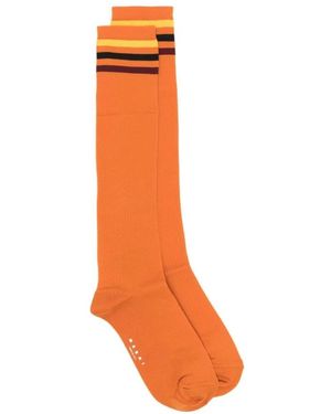 Marni Ondergoed ,Oranje ,Gestreept Kniehoge Sokken
