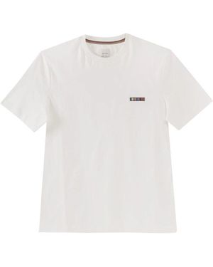 Paul Smith Logo Multiriga Kurzarm Baumwoll T-Shirt - Weiß