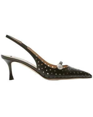 N°21 Perforierte Slingbacks Mit Spitze - Mettallic
