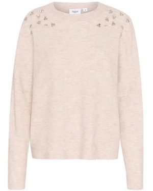 Saint Tropez Eleganter strickpullover creme melange - Pink