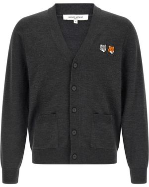 Maison Kitsuné Double Fox Head Regular Cardigan - Zwart
