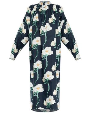KENZO Kleedjes ,Blauw ,Katoen Jurk Met Bloemmotief