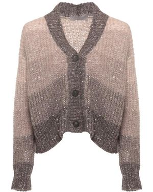 D.exterior Truien & Vesten ,Bruin ,Pailletten Cardigan Met Pailletten En V-Hals