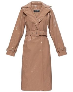 Dolce & Gabbana Jassen ,Roze ,Leer Gecoate Trenchcoat Van Imitatieleer - Bruin