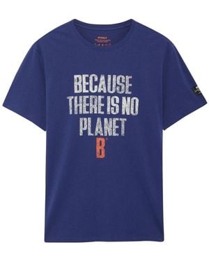 Ecoalf Kurzärmeliges Lila Baumwoll-T-Shirt Mit Frontdruck - Blau