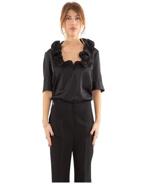 Babylon Satin Rouches Bodysuit - Zwart