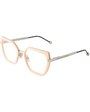 Philipp Plein Accessoires ,Roze ,Roze Rechthoekige Optische Monturen Met Demo Lenzen - Metallic