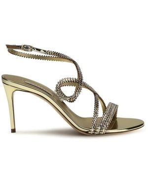 Casadei Schoenen ,Geel ,Leer Julia Josephine Sandalen - Metallic