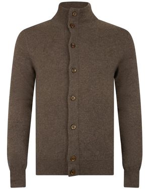 Moorer Strickjacke Mit Hohem Kragen - Braun