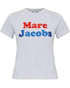 Marc Jacobs Tops ,Grijs ,Katoen Logo T-Shirt - Wit