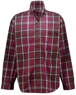 Balenciaga Overhemden ,Veelkleurig ,Katoen Checked Zip-Up Shirt - Paars