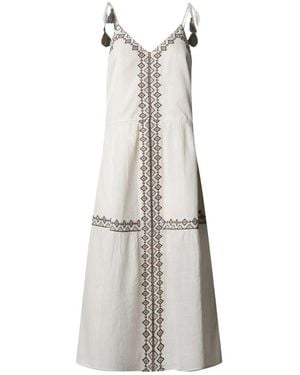 Pepe Jeans Kleedjes ,Wit ,Katoen Diva Longuette Jurk - Grijs