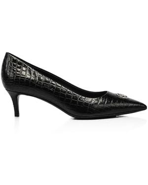 Philipp Plein Schoenen ,Zwart ,Leer Decollete Mid Heels Hexagon