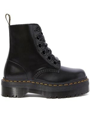 Dr. Martens Leder plateau stiefel - Schwarz