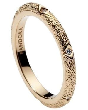 PANDORA Zilver-Gouden Ring Met Heldere Zirkonia - Metallic