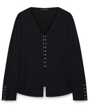 FIORELLA RUBINO Truien & Vesten ,Zwart ,Polyester Fijn Gebreide Vest Met Metallic Applicaties