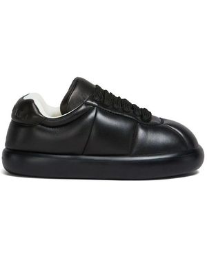 Marni Schwarze leder schnürschuhe mit flacher sohle