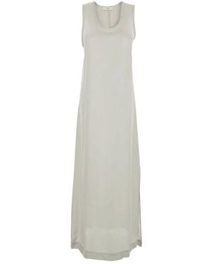 Jucca Weißes Langes Kleid Mit U-Ausschnitt