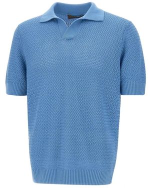 FILIPPO DE LAURENTIIS Tops ,Blauw ,Katoen Filippo De Laurentis T-Shirts En Polo's Blauw