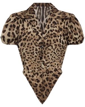 Dolce & Gabbana Overhemden ,Bruin ,Katoen Dierenprint Top