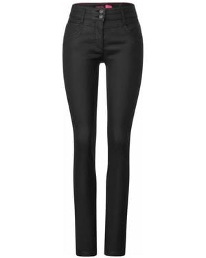 Cecil Trendige Beschichtete Hose Mit Slim Legs - Schwarz
