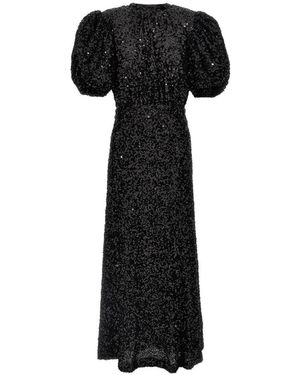 ROTATE BIRGER CHRISTENSEN All-Over Sequin-Embellished Midi Dress With Ribbon Fastening - Black