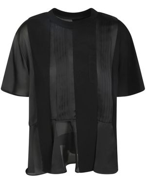 Sacai Overhemden ,Zwart ,Katoen Geplooide Blouse