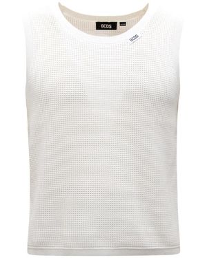 Gcds Open Gebreide Tanktop Off - Wit