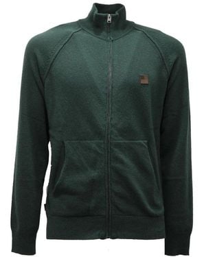 Woolrich Grüner Wollpullover Mit Durchgehendem Reißverschluss