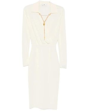 Elisabetta Franchi Viscose-Garnkleid Am19S66E2 - Weiß