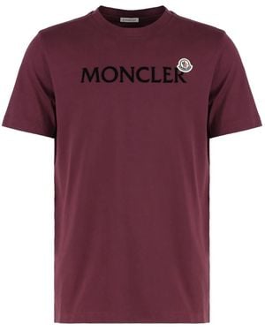 Moncler Baumwoll-T-Shirt Mit Rundhalsausschnitt - Lila
