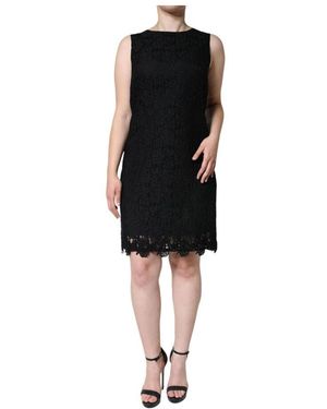 Dolce & Gabbana Schwarzes blumenspitze sheath mini kleid