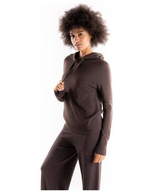 hinnominate Truien & Vesten ,Bruin ,Polyester Hooded Raglan Knit - Zwart