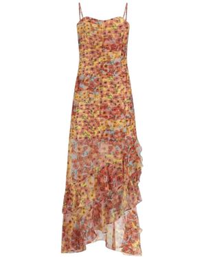 Guess Floral Print Long Dress - Braun