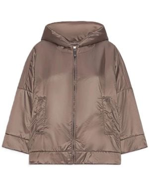Max Mara Jassen ,Bruin ,Leer Korte Gewatteerde Jas Mtcfiore