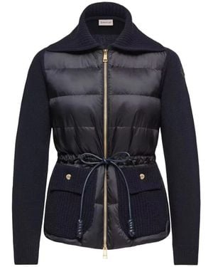 Moncler Gevoerde Wol Ritssluiting Vest - Blauw