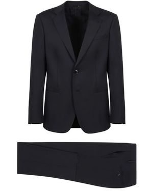 Giorgio Armani Kostuums ,Blauw ,Wol Klassiek Wollen Pak Set - Zwart