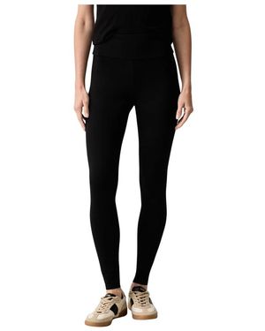 EA7 Broeken ,Zwart ,Katoen Legging Met Hoge Taille