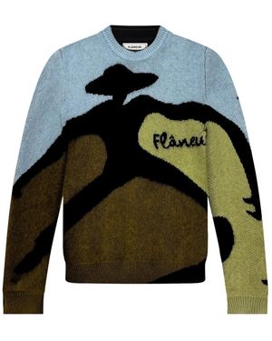 flâneur Khaki Swirl Wollstrickpullover - Grün